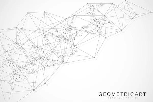 Geometriai absztrakt háttér vonal és pont. Molekula szerkezete és a kommunikáció. Konklúziót a design. Orvosi, technológiai, tudományos háttérrel. Vektoros illusztráció — Stock Vector
