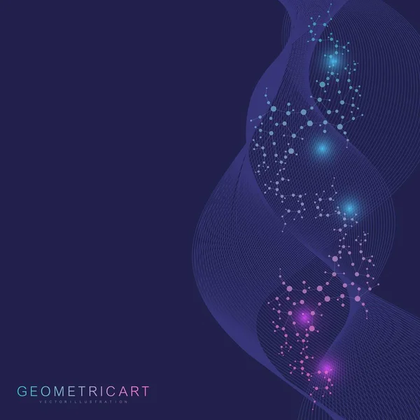 큰 데이터 시각화 배경입니다. 현대 미래 가상 추상 배경입니다. 과학 네트워크 패턴, 선 및 점 들을 연결입니다. 글로벌 네트워크 연결 벡터. — 스톡 벡터