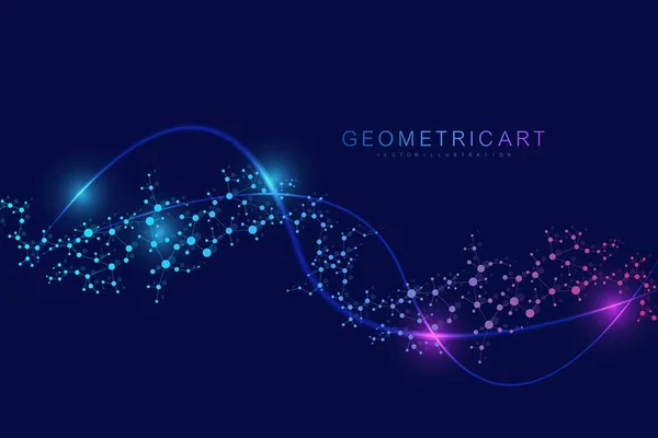 Fundo abstrato geométrico com linha conectada e pontos. Estrutura molécula e comunicação. Visualização de Big Data. Médico, tecnologia, formação científica. Ilustração vetorial. —  Vetores de Stock