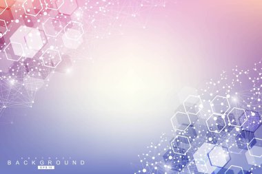 Altıgen soyut arkaplan. Büyük Veri Görselleştirme. Genel ağ bağlantısı. Tıp, teknoloji, bilim geçmişi. Vektör illüstrasyonu.