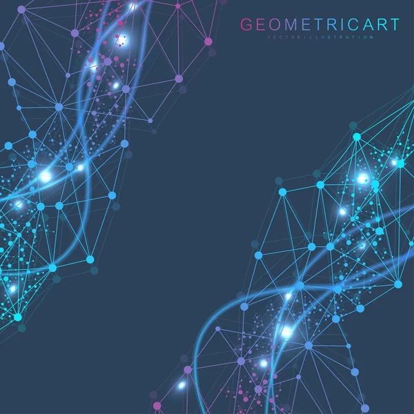 Big Data visualisering bakgrund. Moderna futuristiska virtuell abstrakt bakgrund. Vetenskap nätverk mönster, anslutande linjer och punkter. Globalt nätverk anslutning vektor. — Stock vektor