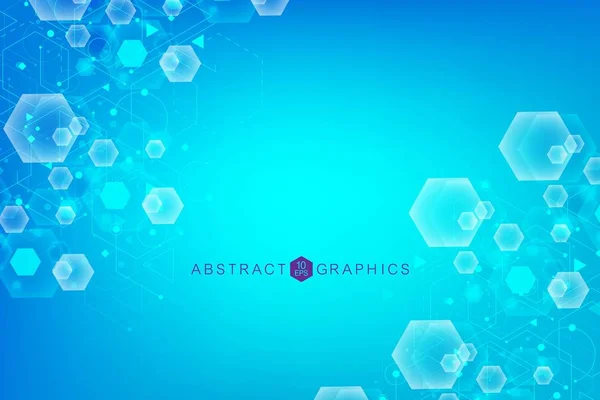 Modern futuristic background of the scientific hexagonal pattern. Virtual abstract background with particle, molecule structure for medical, technology, chemistry, science. Social network vector — Stock Vector