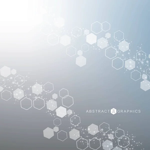 Moderner futuristischer Hintergrund des wissenschaftlichen sechseckigen Musters. Virtueller abstrakter Hintergrund mit Teilchen, Molekülstruktur für Medizin, Technik, Chemie, Wissenschaft. Vektor für soziale Netzwerke — Stockvektor