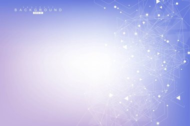 Bilim ağı şablonu, noktaları ve çizgileri birleştiriyor. Teknoloji altıgenlerin yapısı veya moleküler bağlantı elementleri.