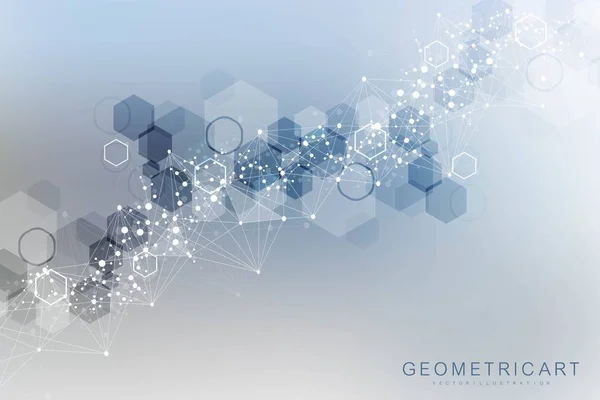 Geometriai absztrakt háttér vonal és pont. Molekula szerkezete és a kommunikáció. Konklúziót a design. Orvosi, technológiai, tudományos háttérrel. Vektoros illusztráció. — Stock Vector