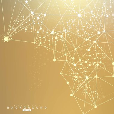 Bağlantılı çizgi ve noktalar ile geometrik arka plan. Yapısı molekül ve iletişim. Bilimsel kavram tasarımınız için. Tıp, teknoloji, bilim arka plan. Vektör çizim.