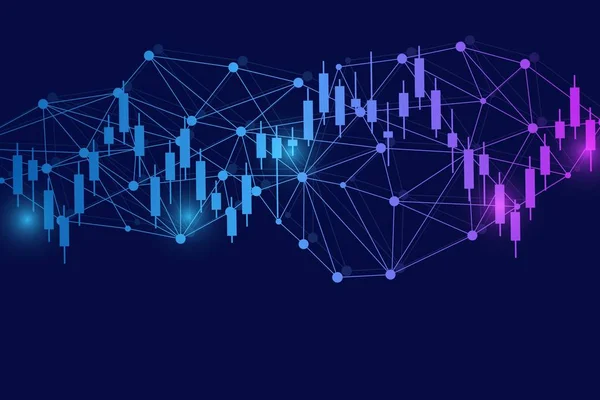 Gráfico bursátil o forex trading. Gráfico en el mercado financiero ilustración vectorial Fondo financiero abstracto — Vector de stock