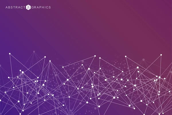 Bağlantılı çizgi ve noktalar ile geometrik arka plan. Yapısı molekül ve iletişim. Bilimsel kavram tasarımınız için. Tıp, teknoloji, bilim arka plan. Vektör çizim.