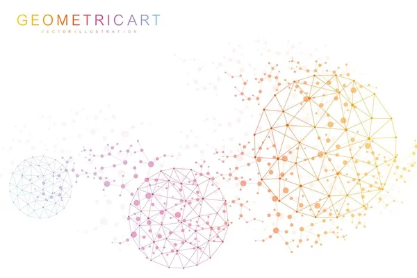 Visualisation Big Data Contexte. Fond abstrait virtuel futuriste moderne. Modèle de réseau scientifique, lignes et points de connexion. Vecteur de connexion réseau mondial . — Image vectorielle