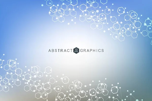 Strukturmolekyl och kommunikation. Dna, atom, nervceller. Vetenskapligt koncept för din design. Anslutna linjer med prickar. Medicin, teknik, kemi, vetenskap bakgrund. Vektorillustration. — Stock vektor