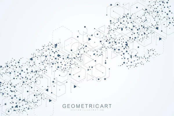 Antecedentes futuristas modernos del patrón hexagonal científico. Fondo abstracto virtual con partícula, estructura molecular para medicina, tecnología, química, ciencia. Vector de red social — Archivo Imágenes Vectoriales