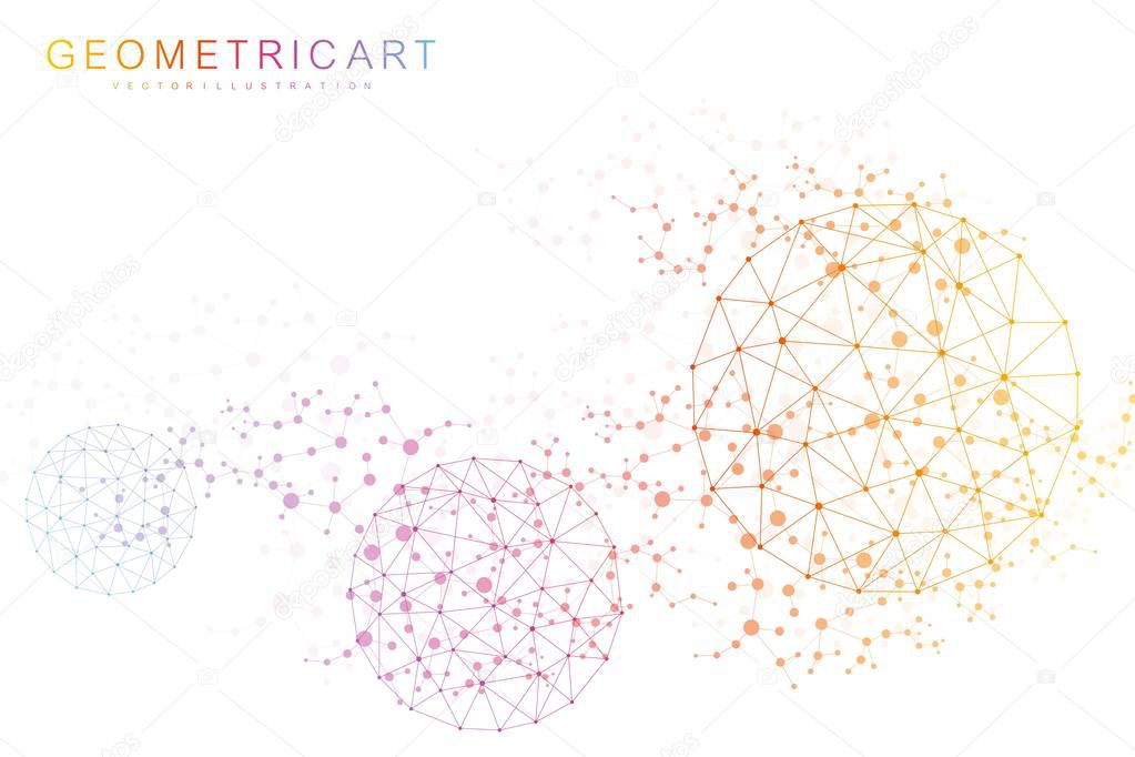 Big Data Visualization Background. Modern futuristic virtual abstract background. Science network pattern, connecting lines and dots. Global network connection vector.