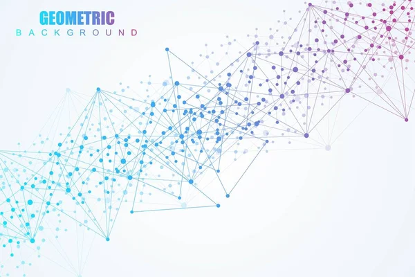 Geometriai absztrakt háttér vonal és pont. Molekula szerkezete és a kommunikáció. Konklúziót a design. Orvosi, technológiai, tudományos háttérrel. Vektoros illusztráció. — Stock Vector