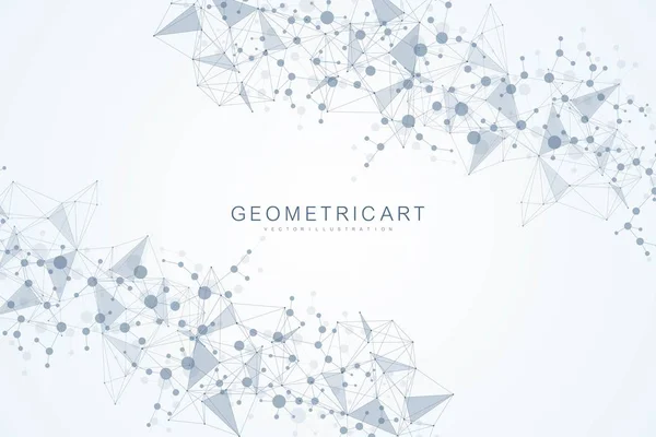 Geometrischer abstrakter Hintergrund mit verbundenen Linien und Punkten. Struktur Molekül und Kommunikation. wissenschaftliches Konzept für Ihr Design. medizinischer, technologischer und wissenschaftlicher Hintergrund. Vektorillustration. — Stockvektor