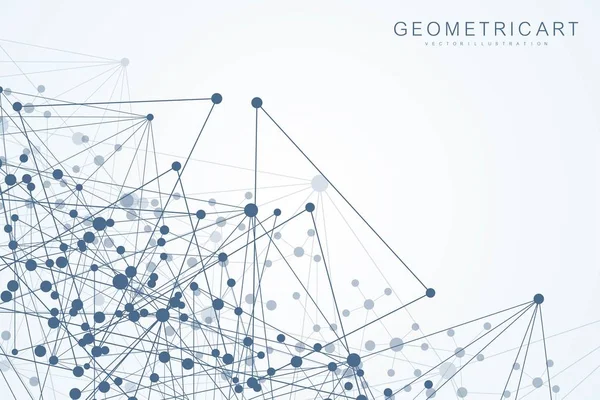 Sfondo geometrico astratto con linea e punti collegati. Struttura molecolare e comunicazione. Concetto scientifico per il vostro progetto. Medicina, tecnologia, scienze. Illustrazione vettoriale . — Vettoriale Stock