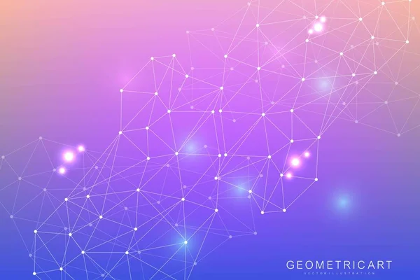 Geometric abstract background with connected line and dots. Structure molecule and communication. Big Data Visualization. Medical, technology, science background. Vector illustration. — Stock Vector