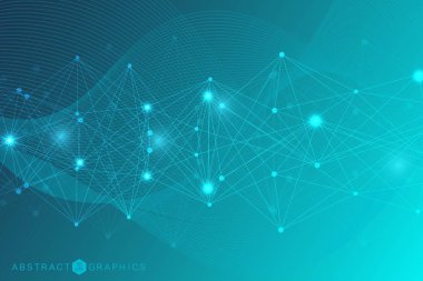 Büyük veri görselleştirme arka plan. Modern futuristik sanal arka plan. Bilim ağ desen, çizgiler ve noktalar bağlama. Genel ağ bağlantısı vektör.