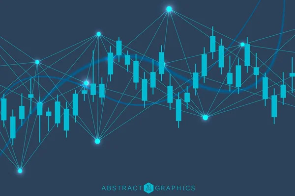 Tőzsdei vagy forex kereskedési grafikon. A pénzügyi piaci vektor ábrája Ábra Absztrakt pénzügyi háttér. — Stock Vector