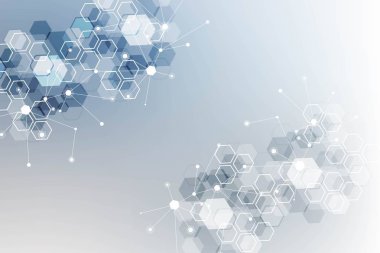 Altıgen soyut arkaplan. Büyük Veri Görselleştirme. Genel ağ bağlantısı. Tıp, teknoloji, bilim geçmişi. Vektör illüstrasyonu.