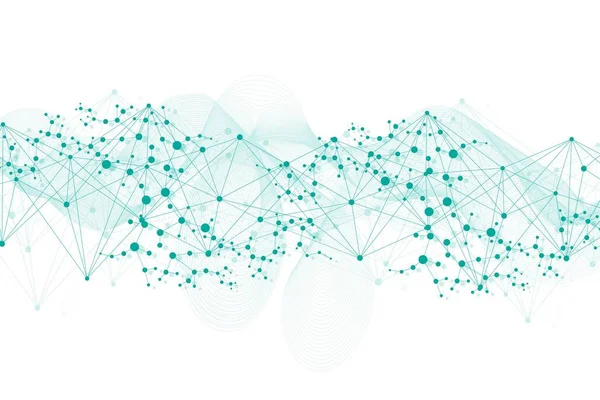 Cząsteczka struktury i komunikacja. Dna, atom, neurony. Koncepcja naukowa twojego projektu. Połączone linie kropkami. Medycyna, technologia, chemia, wiedza naukowa. Ilustracja wektora. — Wektor stockowy