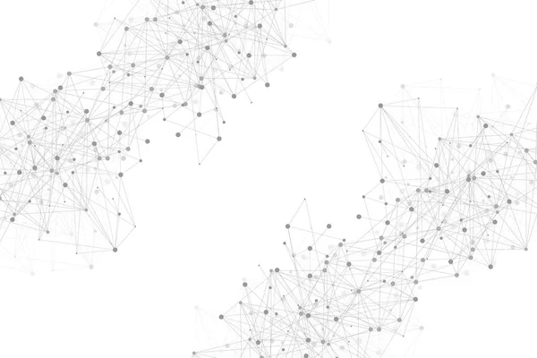 Geometrisk abstrakt bakgrund med ansluten linje och prickar. Strukturmolekyl och kommunikation. Visualisering av stora data. Medicin, teknik, vetenskap bakgrund. Vektorillustration. — Stock vektor