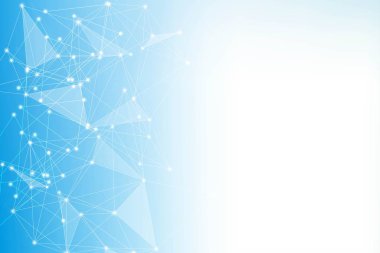 Bağlı çizgi ve noktalarla Geometrik soyut arkaplan. Yapı molekülü ve iletişim. Büyük Veri Görselleştirme. Tıp, teknoloji, bilim geçmişi. Vektör illüstrasyonu.