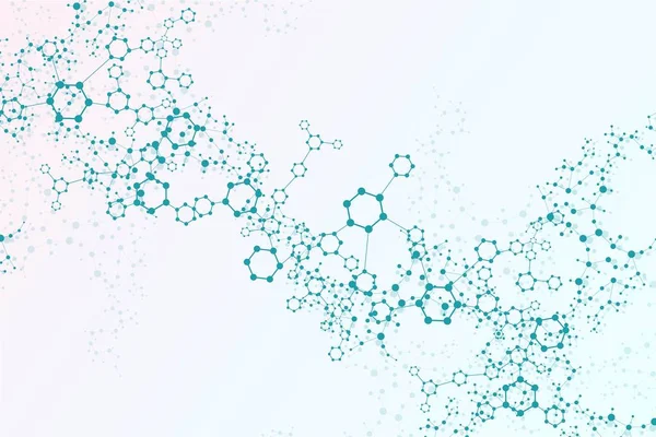 Moderne futuristische achtergrond van het wetenschappelijke hexagonale patroon. Virtuele abstracte achtergrond met deeltjes, moleculestructuur voor geneeskunde, technologie, chemie, wetenschap. Sociale netwerkvector — Stockvector