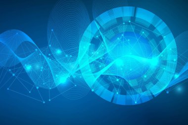 Büyük veri görselleştirme arka plan. Modern futuristik sanal arka plan. Bilim ağ desen, çizgiler ve noktalar bağlama. Genel ağ bağlantısı vektör.