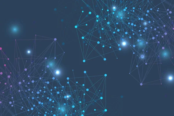 Geometrisk abstrakt bakgrund med ansluten linje och prickar. Strukturmolekyl och kommunikation. Visualisering av stora data. Medicin, teknik, vetenskap bakgrund. Vektorillustration. — Stock vektor