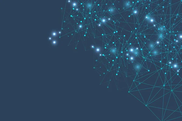 Geometrisk abstrakt bakgrund med ansluten linje och prickar. Strukturmolekyl och kommunikation. Visualisering av stora data. Medicin, teknik, vetenskap bakgrund. Vektorillustration. — Stock vektor
