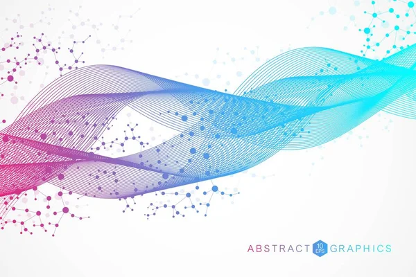 Structure molecule and communication. Dna, atom, neurons. Scientific concept for your design. Connected lines with dots. Medical, technology, chemistry, science background. Vector illustration. — Stock Vector