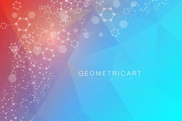 Esagonale sfondo astratto. Visualizzazione dei Big Data. Connessione di rete globale. Medicina, tecnologia, scienze. Illustrazione vettoriale. — Vettoriale Stock