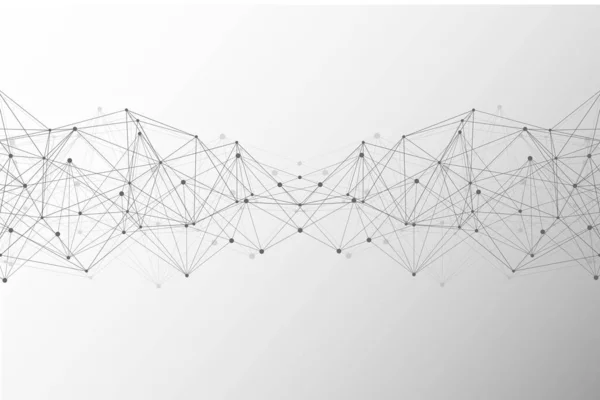 Latar belakang abstrak geometris dengan garis dan titik yang terhubung. Struktur molekul dan komunikasi. Konsep ilmiah untuk rancanganmu. Medis, teknologi, latar belakang sains. ilustrasi. — Stok Foto