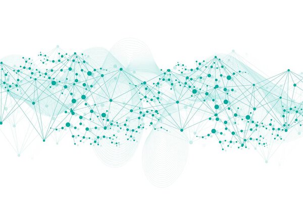 Structure molecule and communication. Dna, atom, neurons. Scientific concept for your design. Connected lines with dots. Medical, technology, chemistry, science background. illustration.