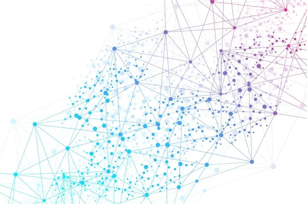 Strukturmolekyl och kommunikation. Dna, atom, nervceller. Vetenskapligt koncept för din design. Anslutna linjer med prickar. Medicin, teknik, kemi, vetenskap bakgrund. illustration. — Stockfoto