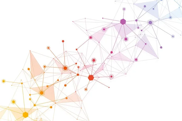 Geometryczne abstrakcyjne tło z połączoną linią i kropkami. Cząsteczka struktury i komunikacja. Koncepcja naukowa twojego projektu. Medycyna, technologia, wiedza naukowa. ilustracja. — Zdjęcie stockowe