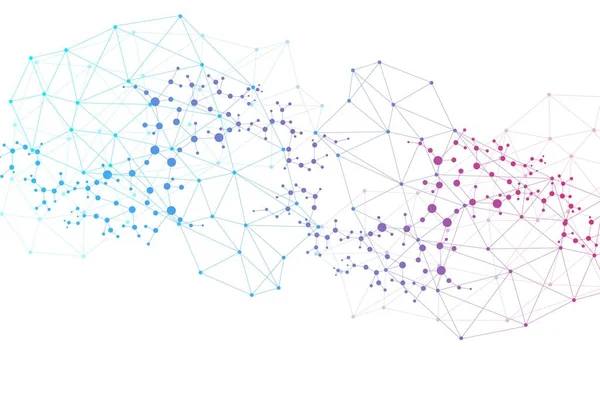 Strukturmolekyl och kommunikation. Dna, atom, nervceller. Vetenskapligt koncept för din design. Anslutna linjer med prickar. Medicin, teknik, kemi, vetenskap bakgrund. illustration. — Stockfoto