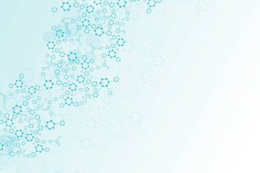 Bilim ağı şablonu, noktaları ve çizgileri birleştiriyor. Teknoloji altıgenlerin yapısı veya moleküler bağlantı elementleri.