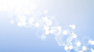 Altıgen soyut arkaplan. Büyük Veri Görselleştirme. Genel ağ bağlantısı. Tıp, teknoloji, bilim geçmişi. Vektör illüstrasyonu.