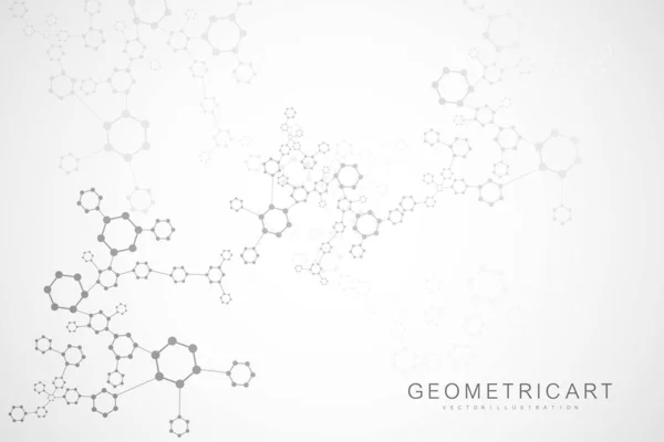 Hexagonal abstrakt bakgrund. Visualisering av stora data. Global nätverksanslutning. Medicin, teknik, vetenskap bakgrund. Vektorillustration. — Stock vektor