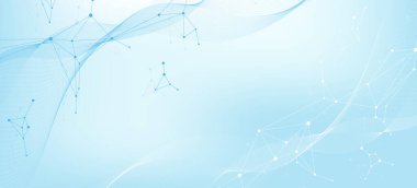 Genel ağ bağlantısı web sitesi başlığı veya başlık tasarımı. Noktaları ve çizgileri birleştiren soyut bir arkaplan. Küresel. Sosyal ağ iletişimi. İnternet teknolojisi. Vektör illüstrasyonu.