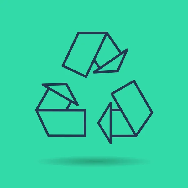 Πράσινο απομονωμένη γραμμική εικόνα - σύμβολο επαναχρησιμοποίηση eco — Διανυσματικό Αρχείο