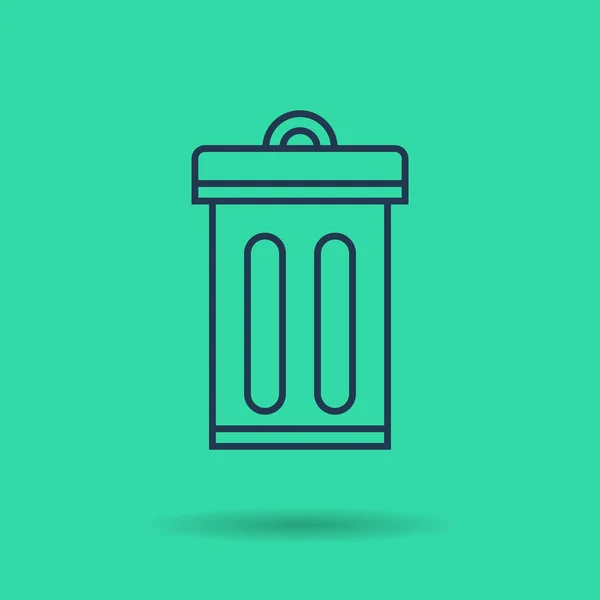 Icono lineal aislado verde - Eco ciudad - bote de basura — Vector de stock