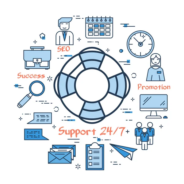 Blauwe vector iconen voor zakelijke communicatie — Stockvector