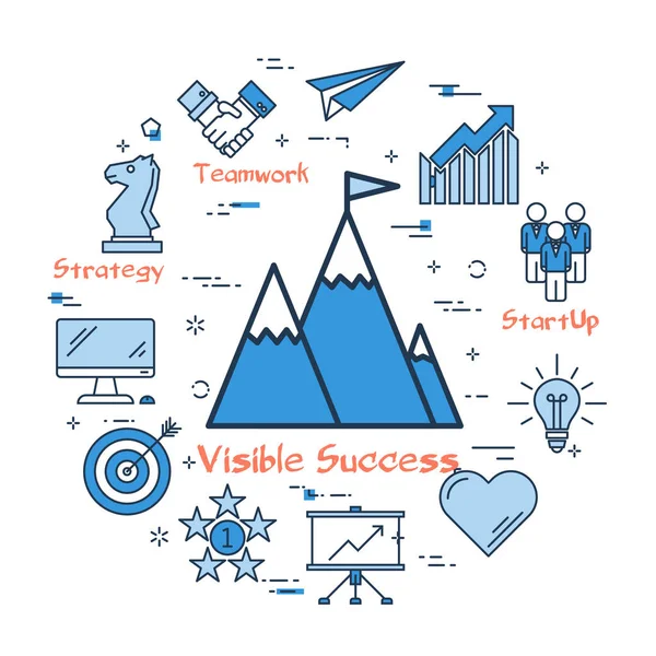 Success gaining concept in set of icons — Stock Vector