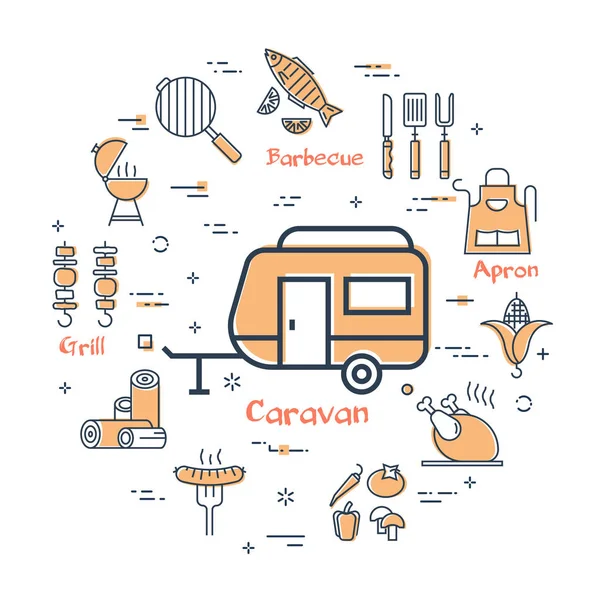 Eenvoudige pictogrammen van camping voedsel maken — Stockvector
