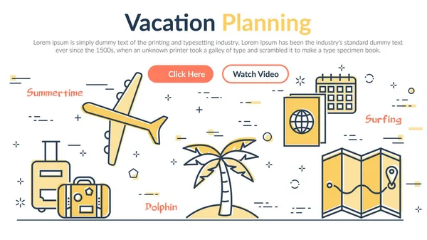Vektorové ilustrace hlavičky plánování dovolené — Stockový vektor