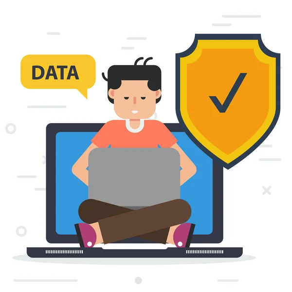 Vector veiligheid van het gebruik van gegevens op computer — Stockvector