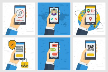 Akıllı telefon elinde çalışması ile altı kavramı