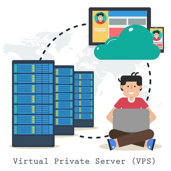 Concetto vettoriale di server privato virtuale su bianco — Vettoriale Stock